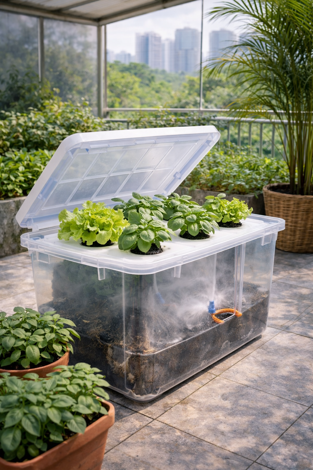 High-tech aeroponic misting system for advanced soilless farming research